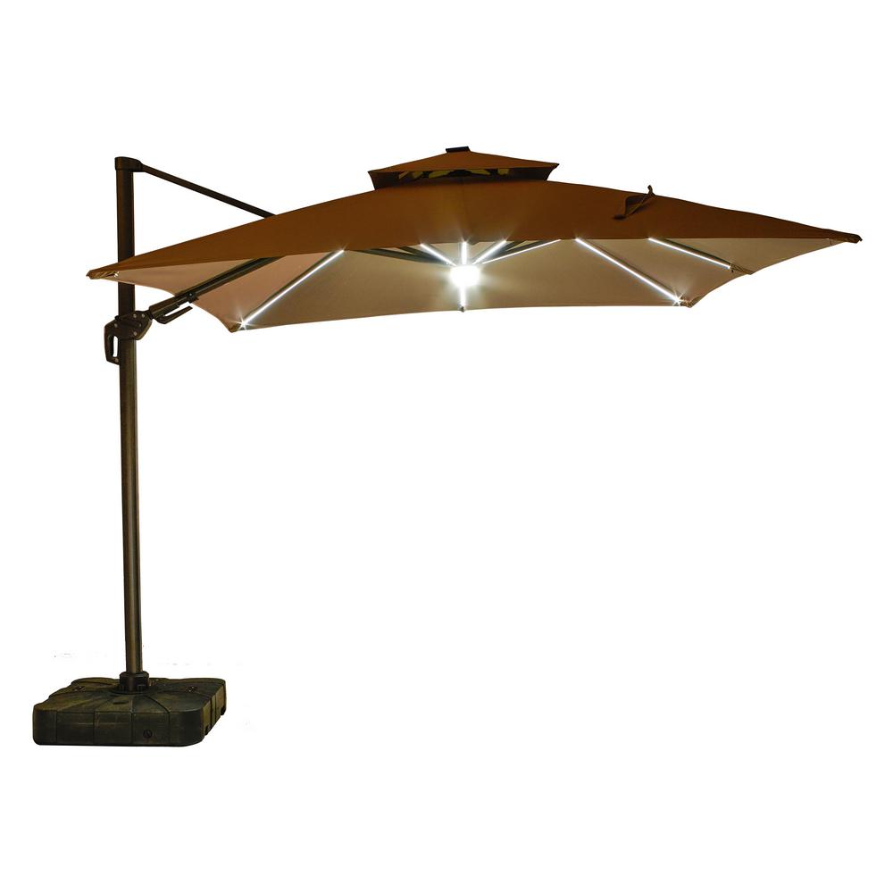 Patio Festival 10 ft. Steel Cantilever SolarPowered LightUP Tilt