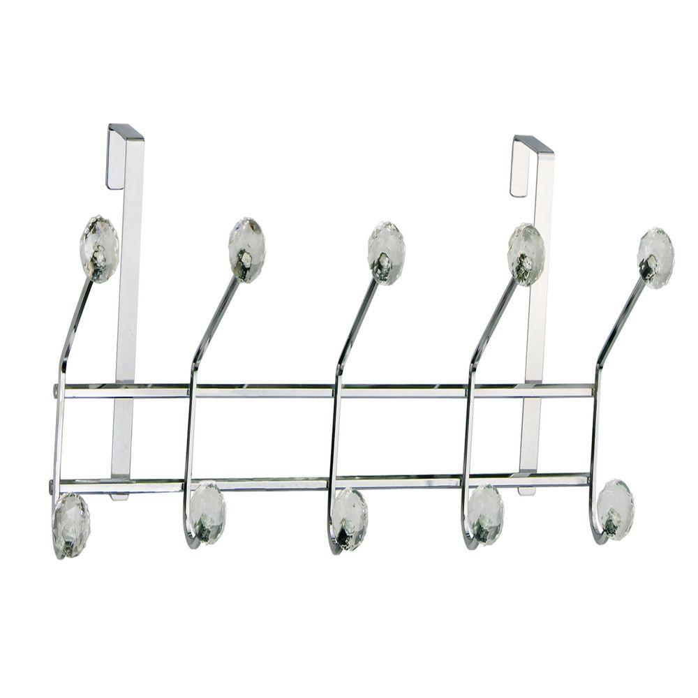 Elegant Home Fashions OTD 5 Over The Door Hooks in Chrome with Clear
