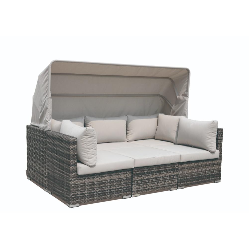 Courtyard Casual Aurora Wicker Outdoor Sectional With Taupe Cushions 5008 The Home Depot