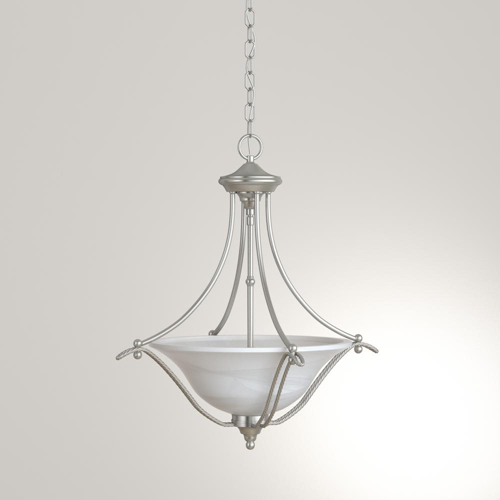 Progress Lighting Avalon 3 Light Brushed Nickel Foyer Pendant With 3 Light Brushed Nickel Foyer Pendant