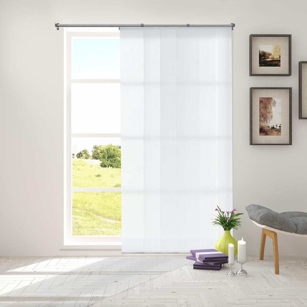 Chicology Skyrise Cut-to-Size White Light Filtering Adjustable Sliding Panel Track Blind W/ 23 In. Slats Up To 86 In. W X 96 In. L QRSPSW1 - The Home Depot