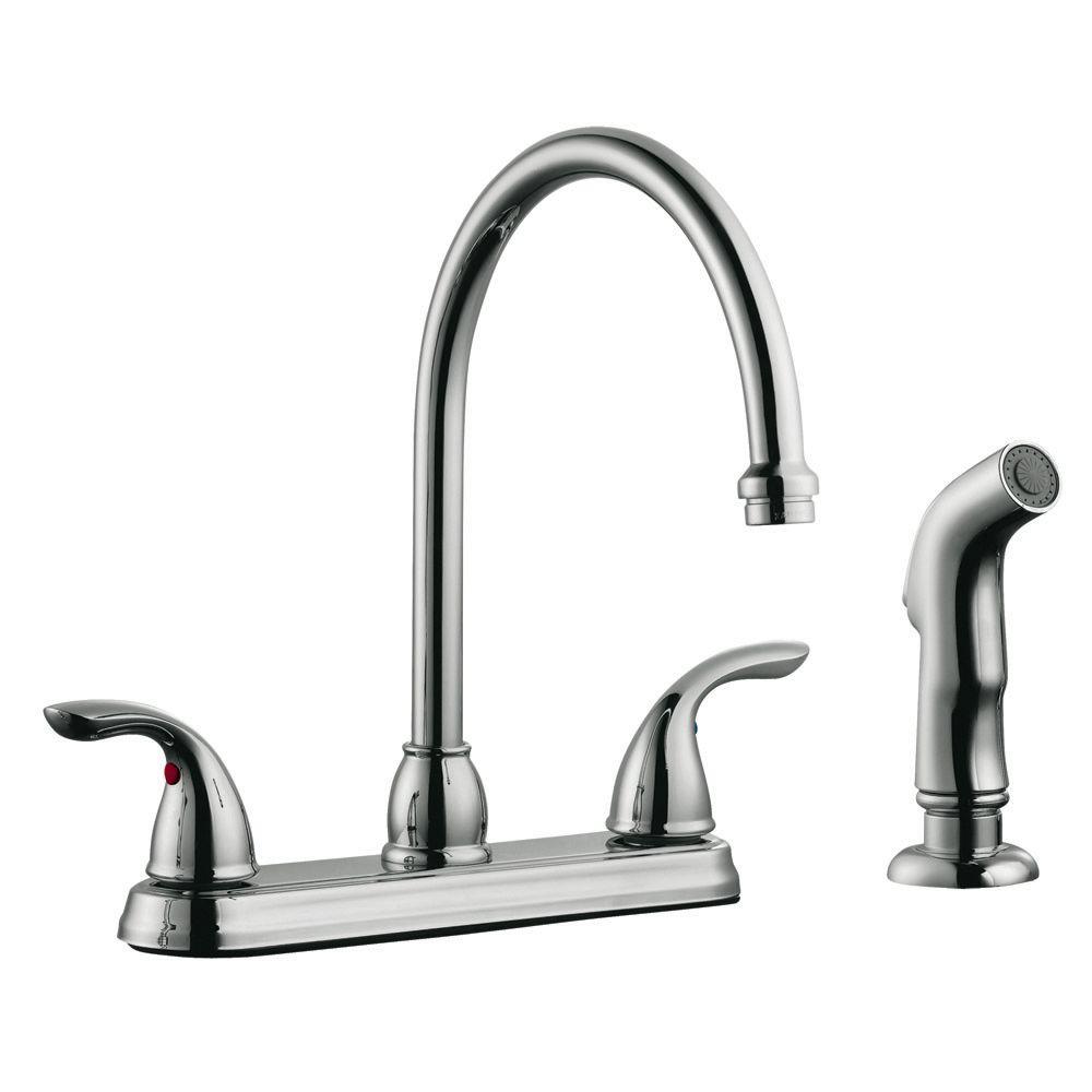 Design House Ashland 2 Handle Standard Kitchen Faucet With Side Sprayer In Polished Chrome