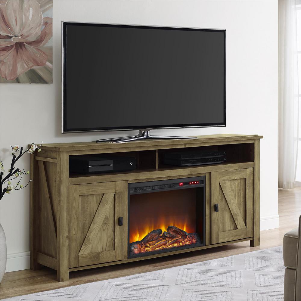 Deliver a glow to your home by choosing this gorgeous Ameriwood Farmington Heritage Pine Fire Place Entertainment Center.