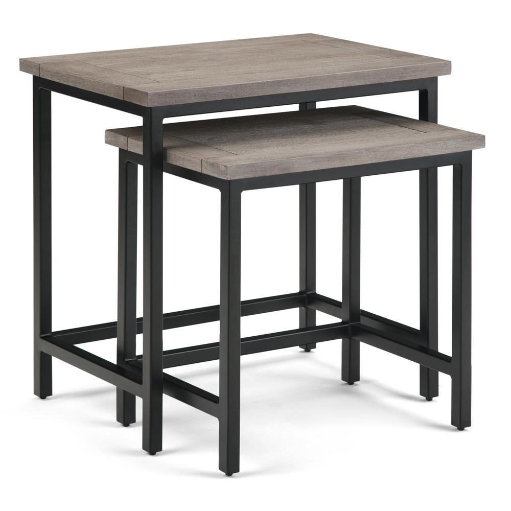 Brooklyn Max Glenna Solid Mango Wood And Metal 25 Inch Wide Industrial 2 Pc Nesting Side Table In Beach Brown Fully Assembled Bmcsky 06bh The Home Depot