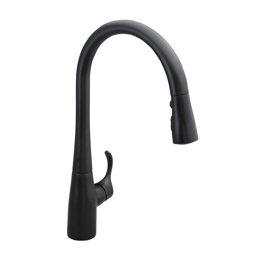 Kohler Simplice Single Handle Pull Down Sprayer Kitchen Faucet With Docknetik And Sweep Spray In Matte Black K 596 Bl The Home Depot