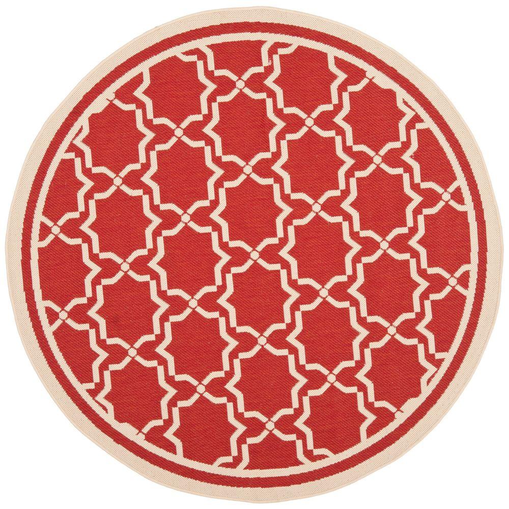 Safavieh Courtyard Red/Bone 5 ft. 3 in. x 5 ft. 3 in. Indoor/Outdoor