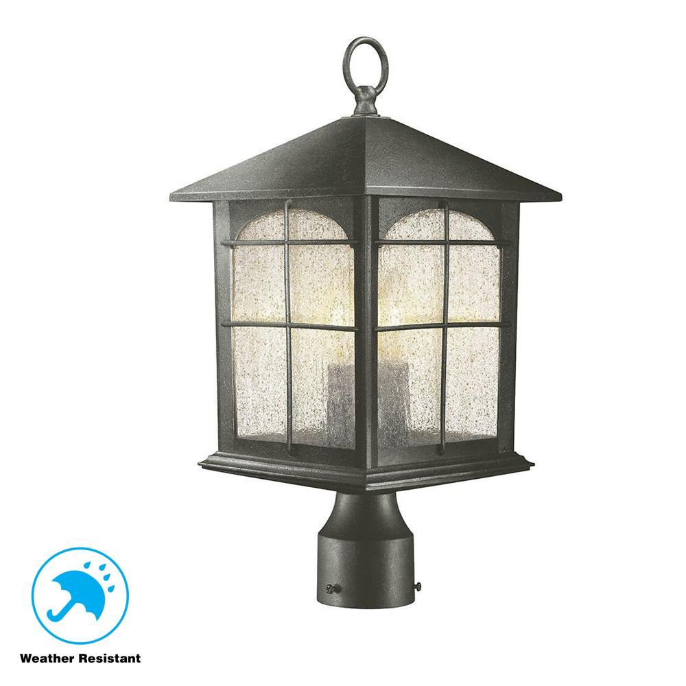Home Decorators Collection Brimfield 3-Light Outdoor Aged Iron Post Light  (Store Return)