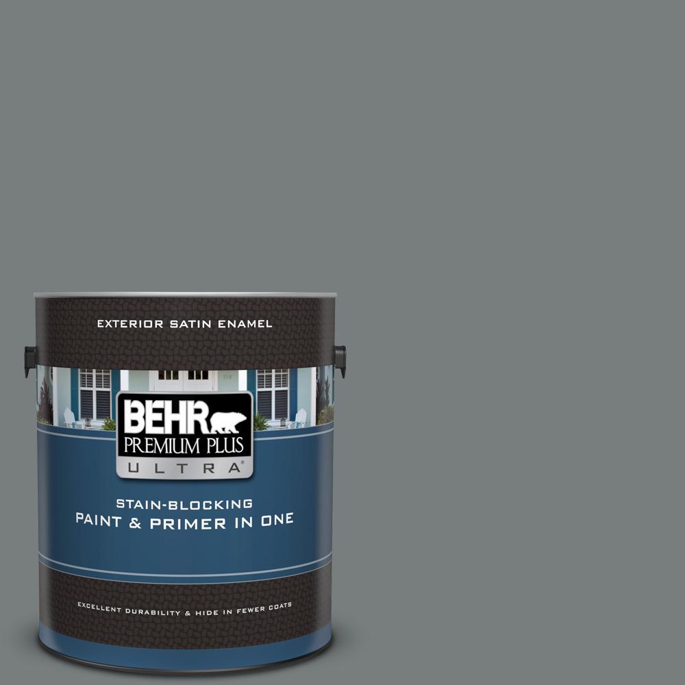 Behr Premium Plus Ultra 1 Gal Ppu25 18 Shutter Gray Satin Enamel Ppu25 18 Shutter Gray Satin Enamel Exterior