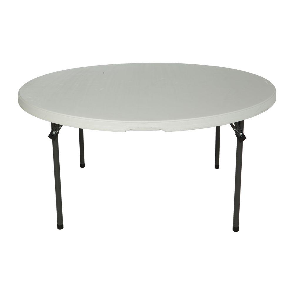 Folding Table The Home Depot 60 In Almond Round Commercial Stacking Folding Table