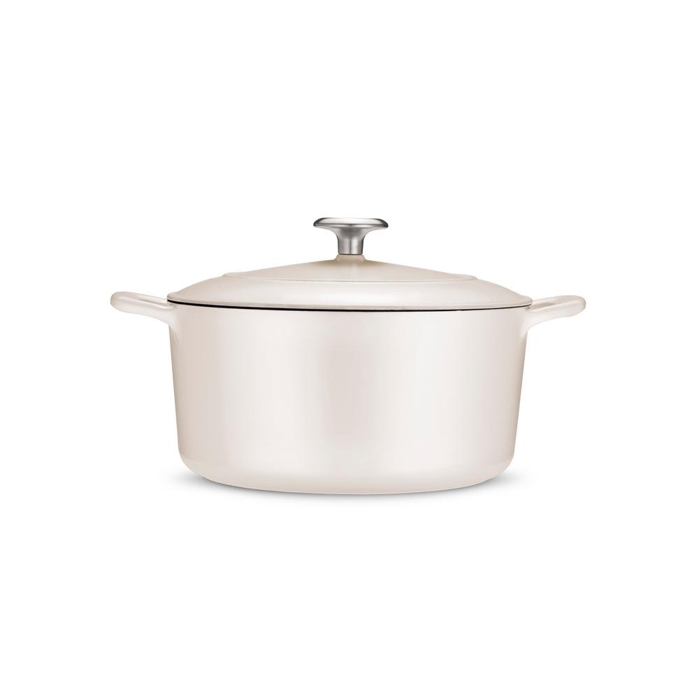 Gourmet Enameled Cast Iron 5.5 Qt. Covered Round Dutch Oven in Matte White