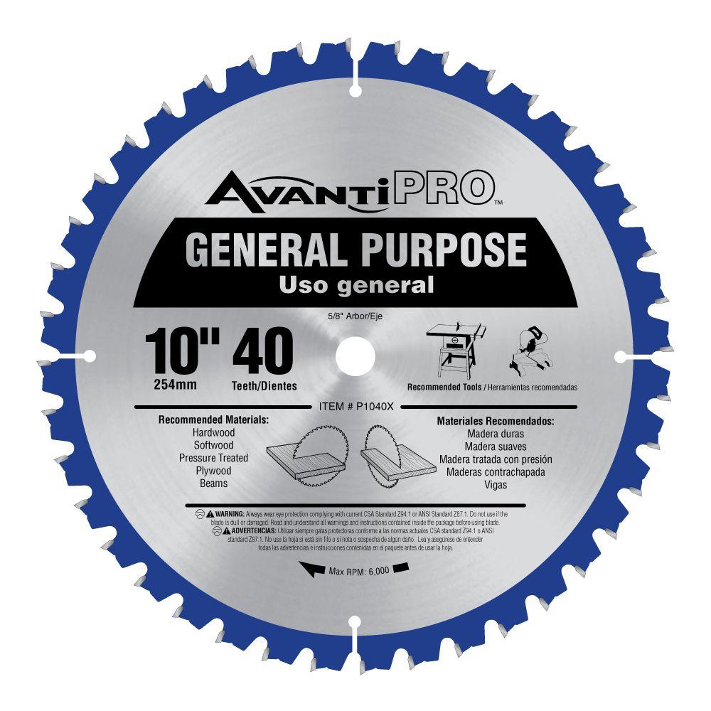 Avanti Pro 10 in. Dia. x 5/8 in. General Purpose Carbide Tipped Circular Saw Blade 40 teeth 1 pk