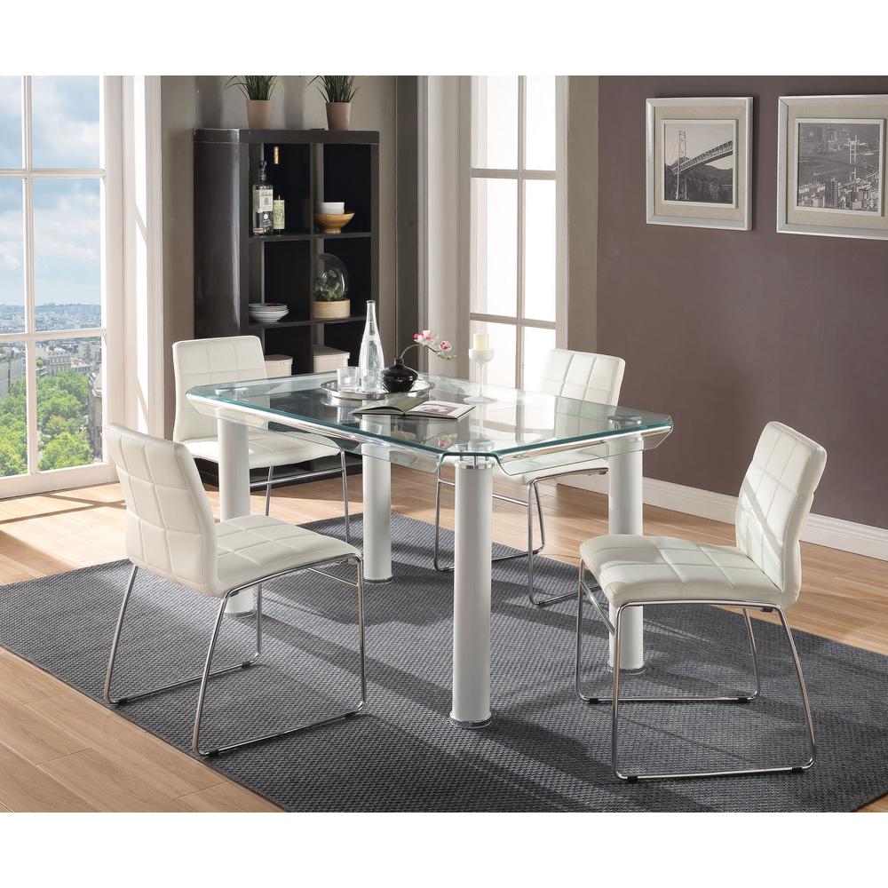 Acme Furniture Gordias Chrome And White Pu Side Chair 70263 The Acme Furniture Gordias Chrome And White Pu Side Chair