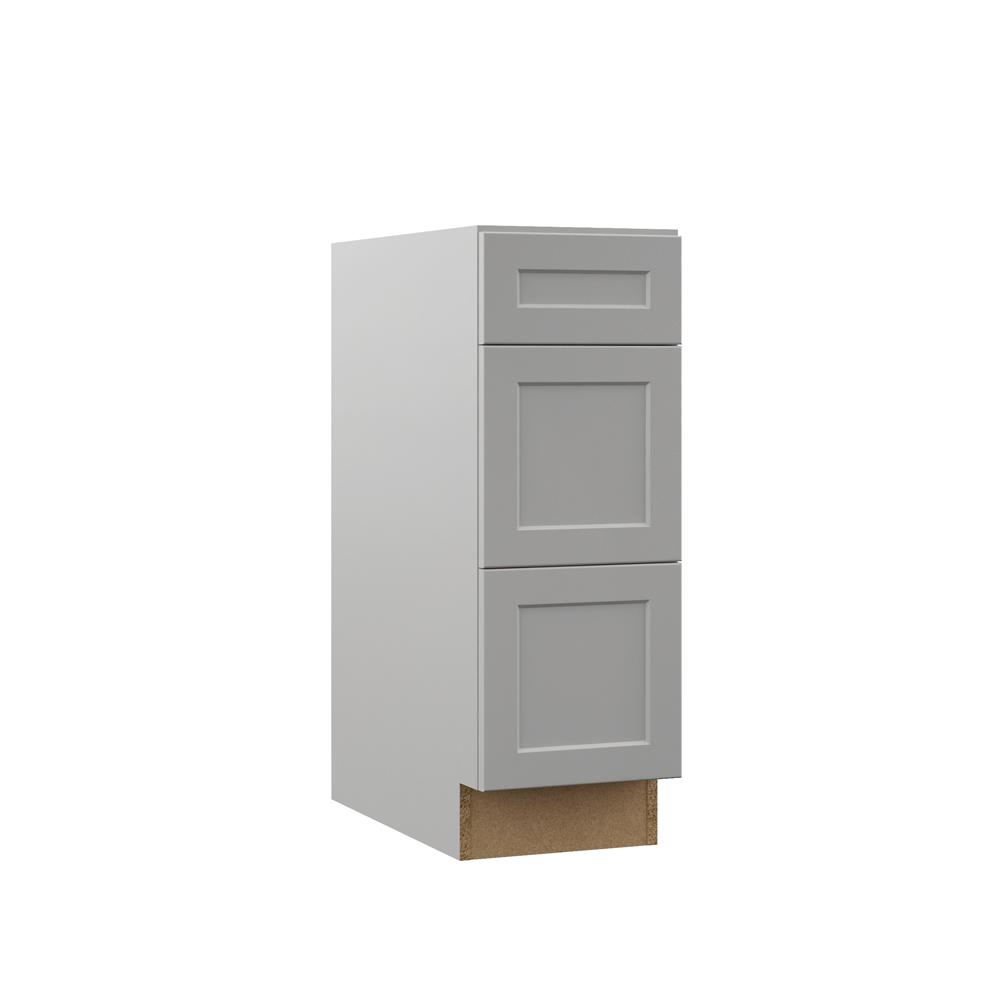 Hampton Bay Designer Series Melvern Assembled 12x34 5x21 In Bathroom Vanity Drawer Base Cabinet In Heron Gray Vt3d12 Mlgr The Home Depot