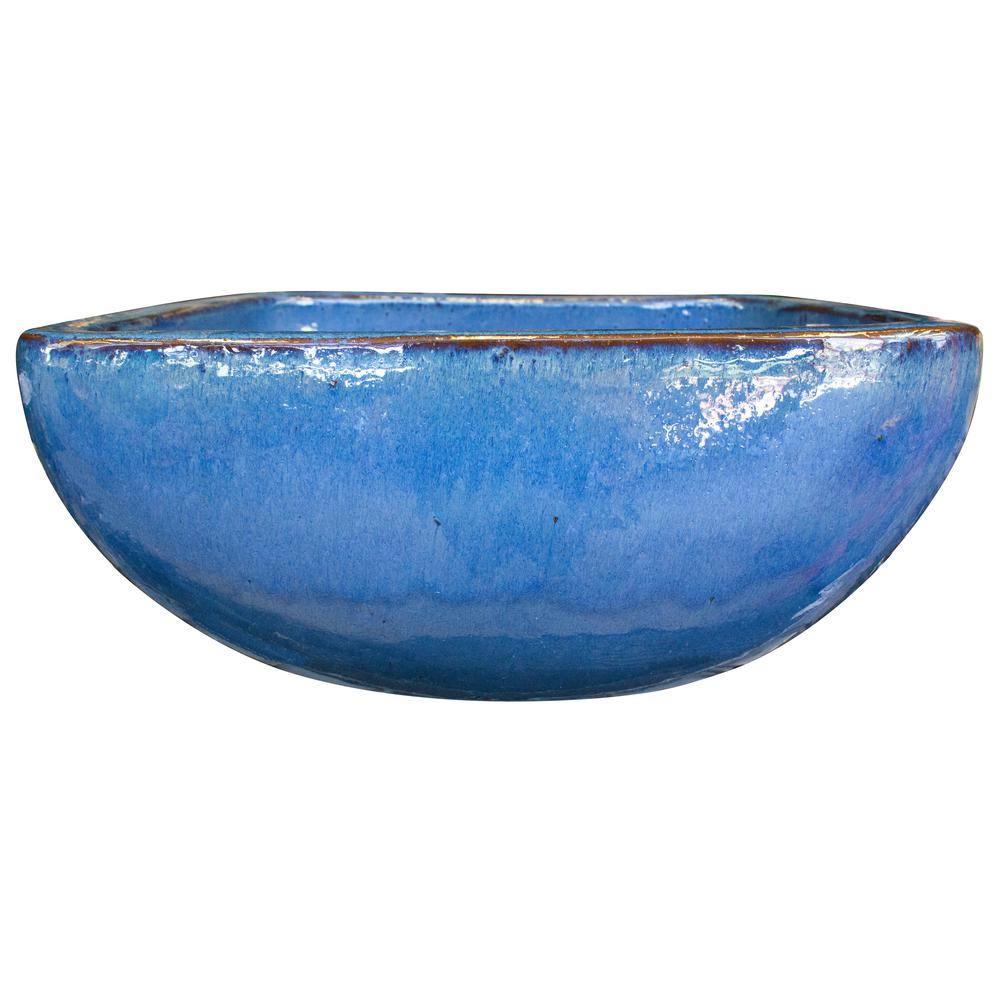 Trendspot 16 in. Lagos Blue Ceramic Bowl PlanterCR70027N160P The Home Depot