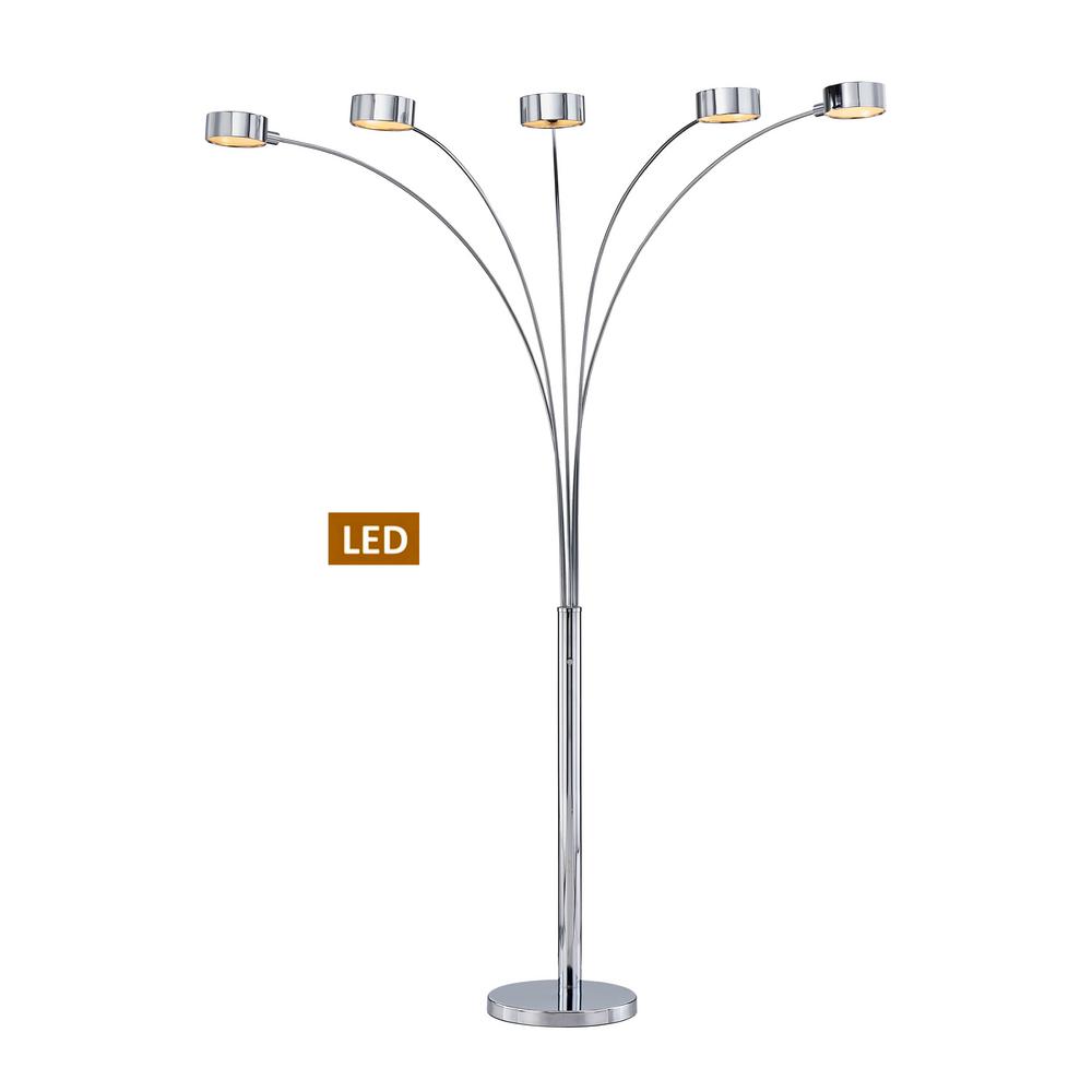 Artiva Micah Plus 88 In Chrome Led Arched Floor Lamp With Dimmer