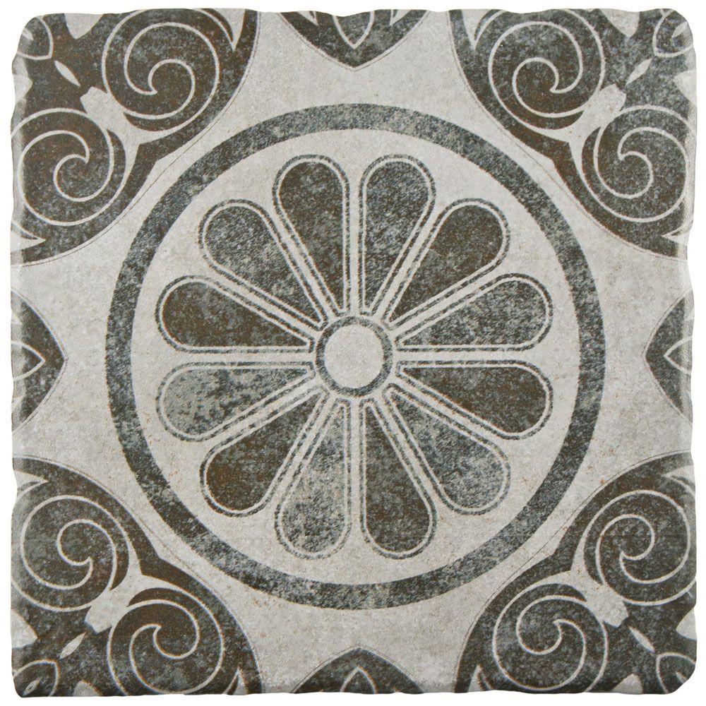 Merola Tile Costa Cendra Decor Daisy 7-3/4 In. X 7-3/4 In. Ceramic ...