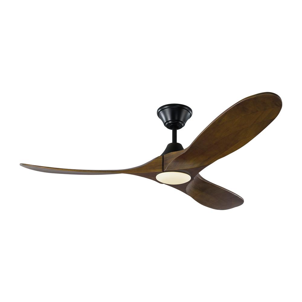 Monte Carlo Maverick Ii 52 In Integrated Led Indoor Outdoor Matte Black Ceiling Fan With Dark Walnut Blades With Remote Control