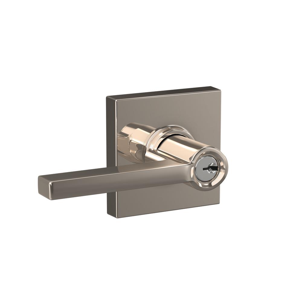 Schlage Custom Latitude Polished Nickel Collins Trim Keyed Door Lever