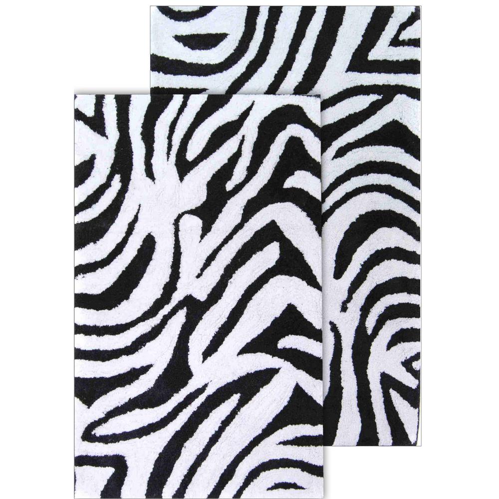 Chesapeake Merchandising Zebra Black And White 21 In X 34 24 40 2 Piece Bath Rug Set Chesapeake Merchandising Zebra Black And White 21 In X 34 24 40 2 Piece Bath Rug Set