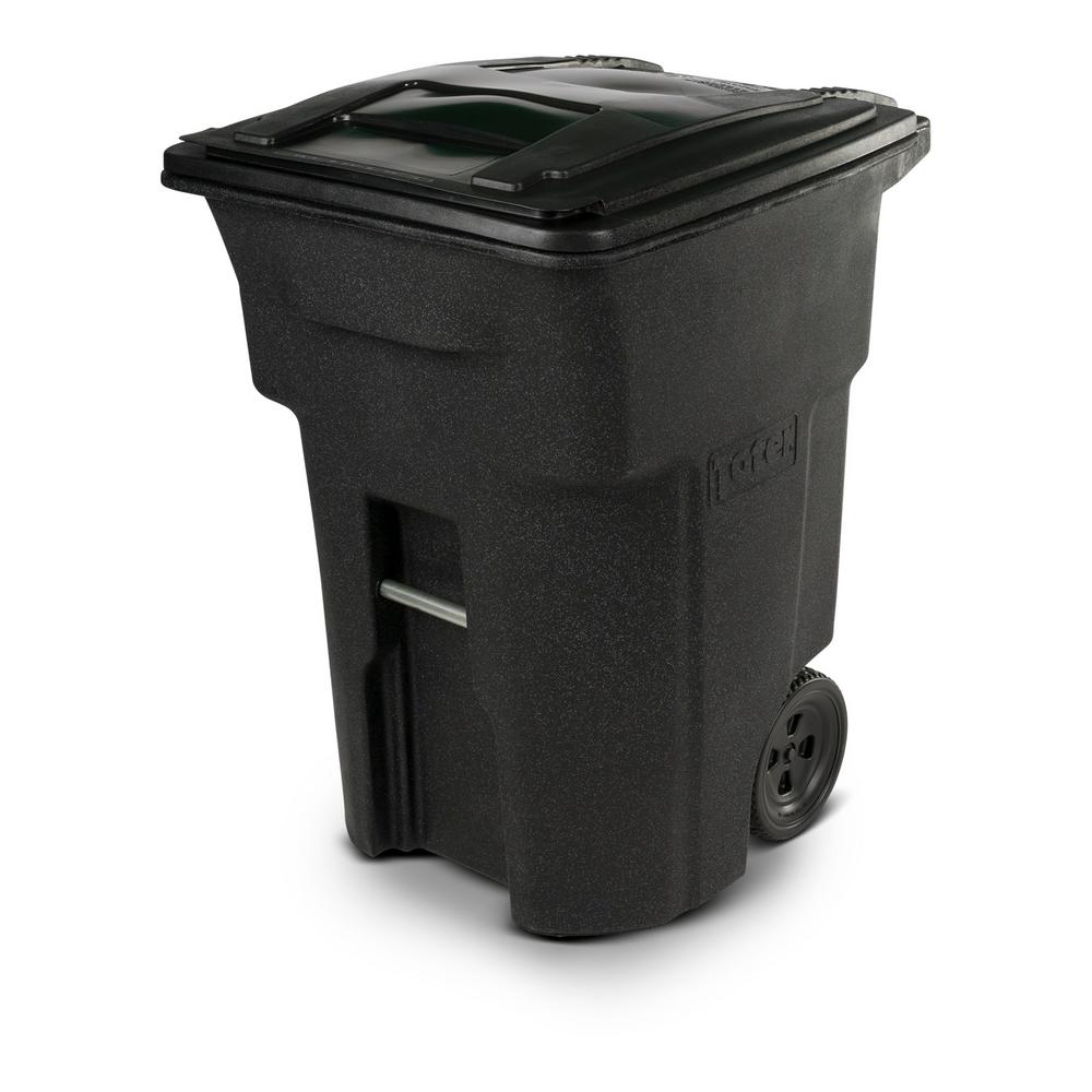 Toter 96 Gal. Greenstone Trash Can with Wheels and Attached Lid-025596 ...