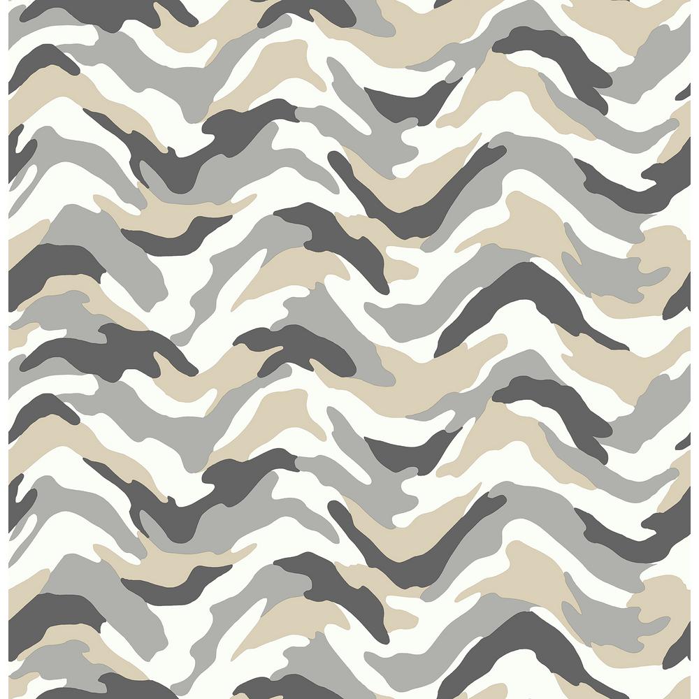 Brewster 56 4 Sq Ft Stealth Grey Camo Wave Wallpaper Hn002610