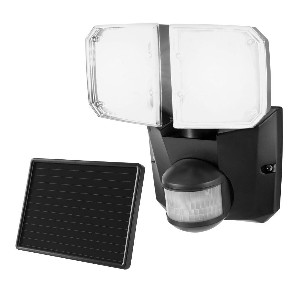 Defiant 180 Degree Black Outdoor Motion Twin Solar Security Floodspot Light Msled1801df The 8306