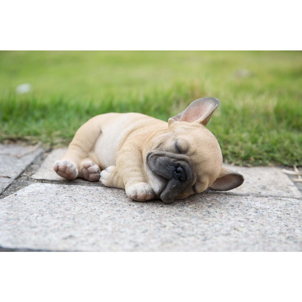 FRENCH BULLDOG PUPPY DOG FIGURINE STATUE RESIN PET 8.5/" L SLEEPING ON SIDE NEW