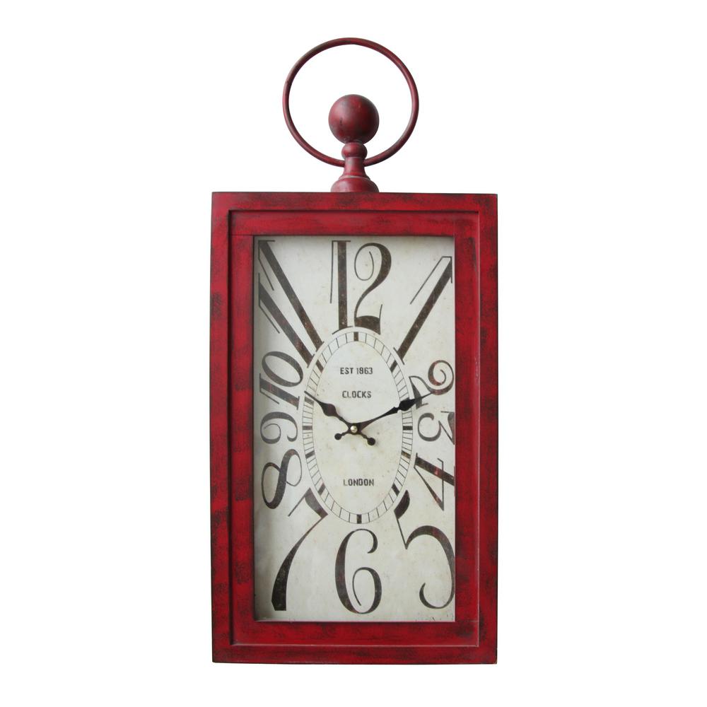 Waverly Distressed Red Rectangle Wall ClockCL19628937 The Home Depot