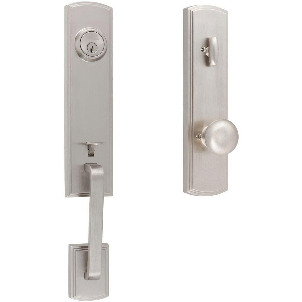 Delaney Italian Collection Briona Satin Nickel Dummy Door Handleset Delaney Italian Collection Briona Satin Nickel Dummy Door Handleset With Santo Interior Right Hand