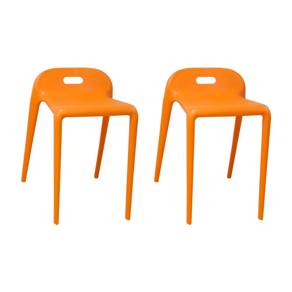 Mod Made E Z Stacking 22 In Modern Plastic Orange Accent Stool