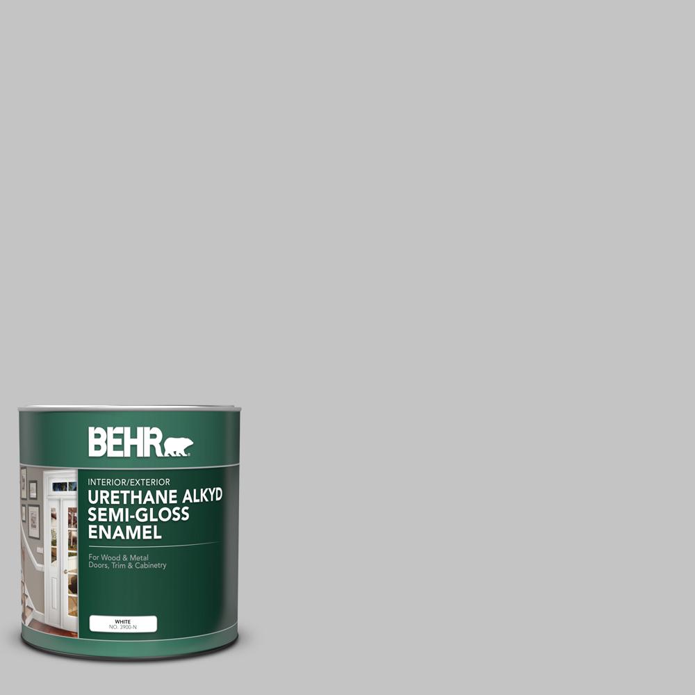 BEHR 1 qt. #N520-2 Silver Bullet Semi-Gloss Enamel ...