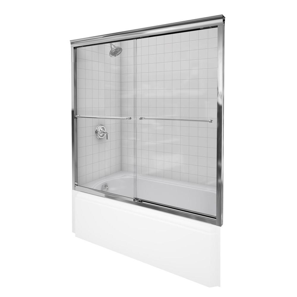 KOHLER Fluence 57 in. x 55-3/4 in. Semi-Frameless Sliding ...