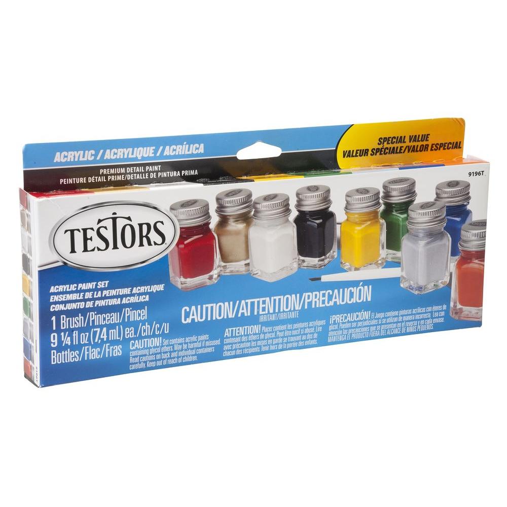 Testors 0 25 Oz 9 Color Most Popular Acrylic Paint Set 6 Pack 9196T 