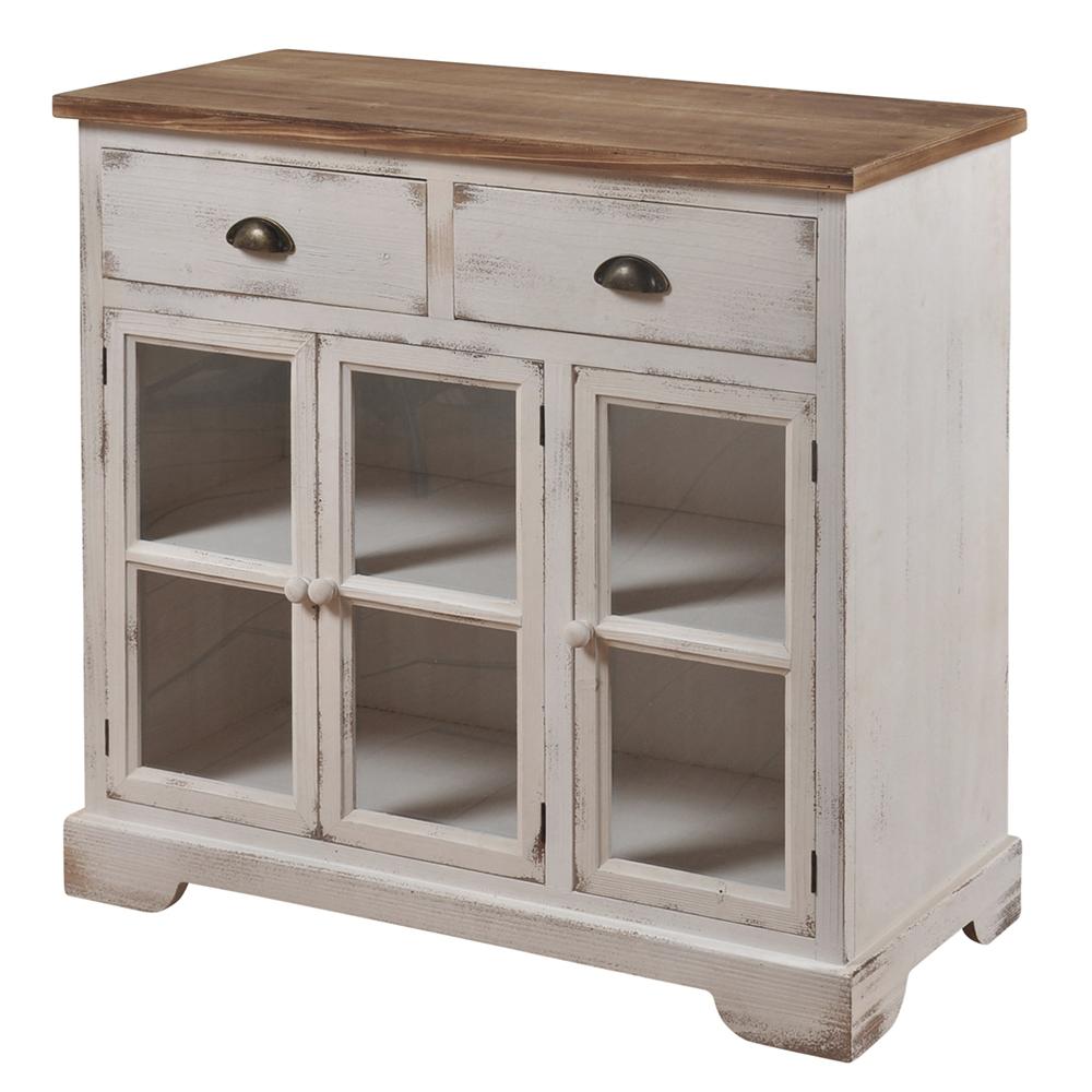 Stylecraft Antique White And Natural Wood Shabby Chic 3 Door 2