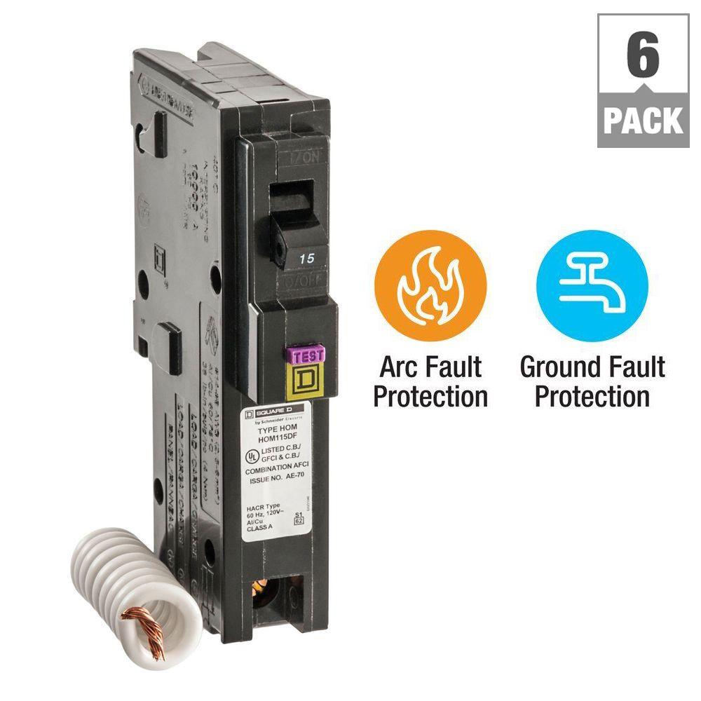 Square D Homeline 15 Amp Single-Pole Dual Function (CAFCI and GFCI
