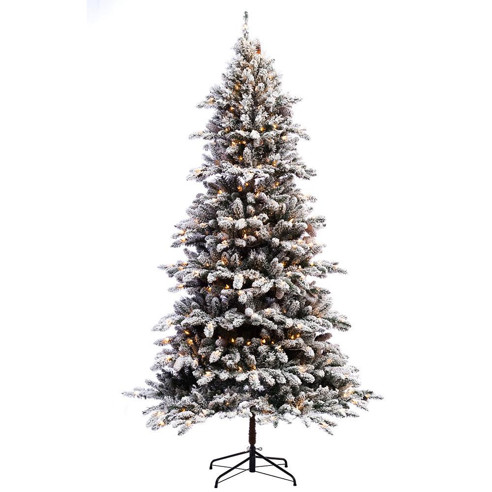 Flocked Frosted Christmas Trees Christmas Decorations The Home Depot