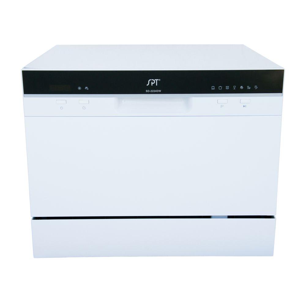 Spt Countertop Dishwasher In White With Delay Start And 6 Place