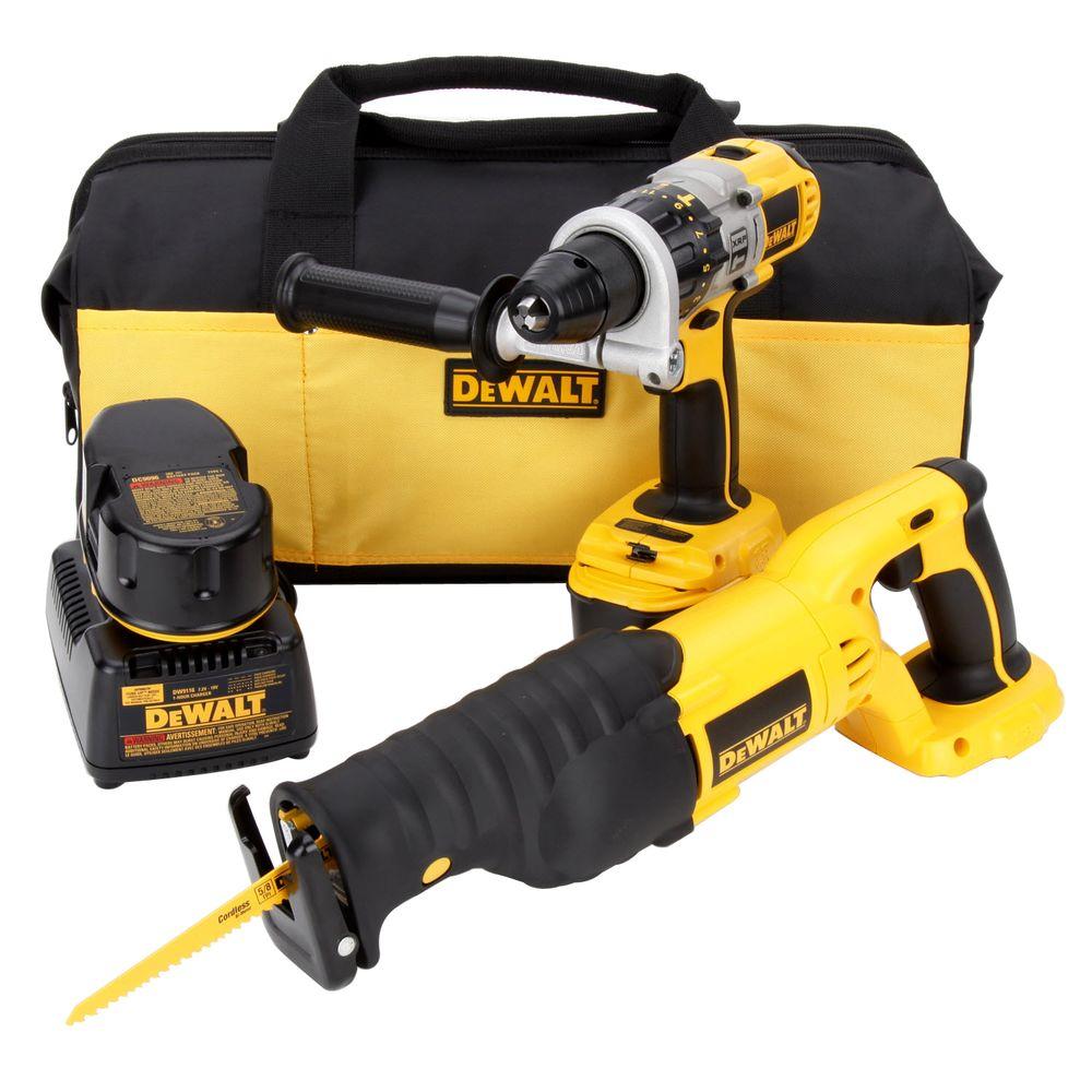 DEWALT 18-Volt XRP NiCd Cordless Hammer Drill/Reciprocating Saw Combo ...