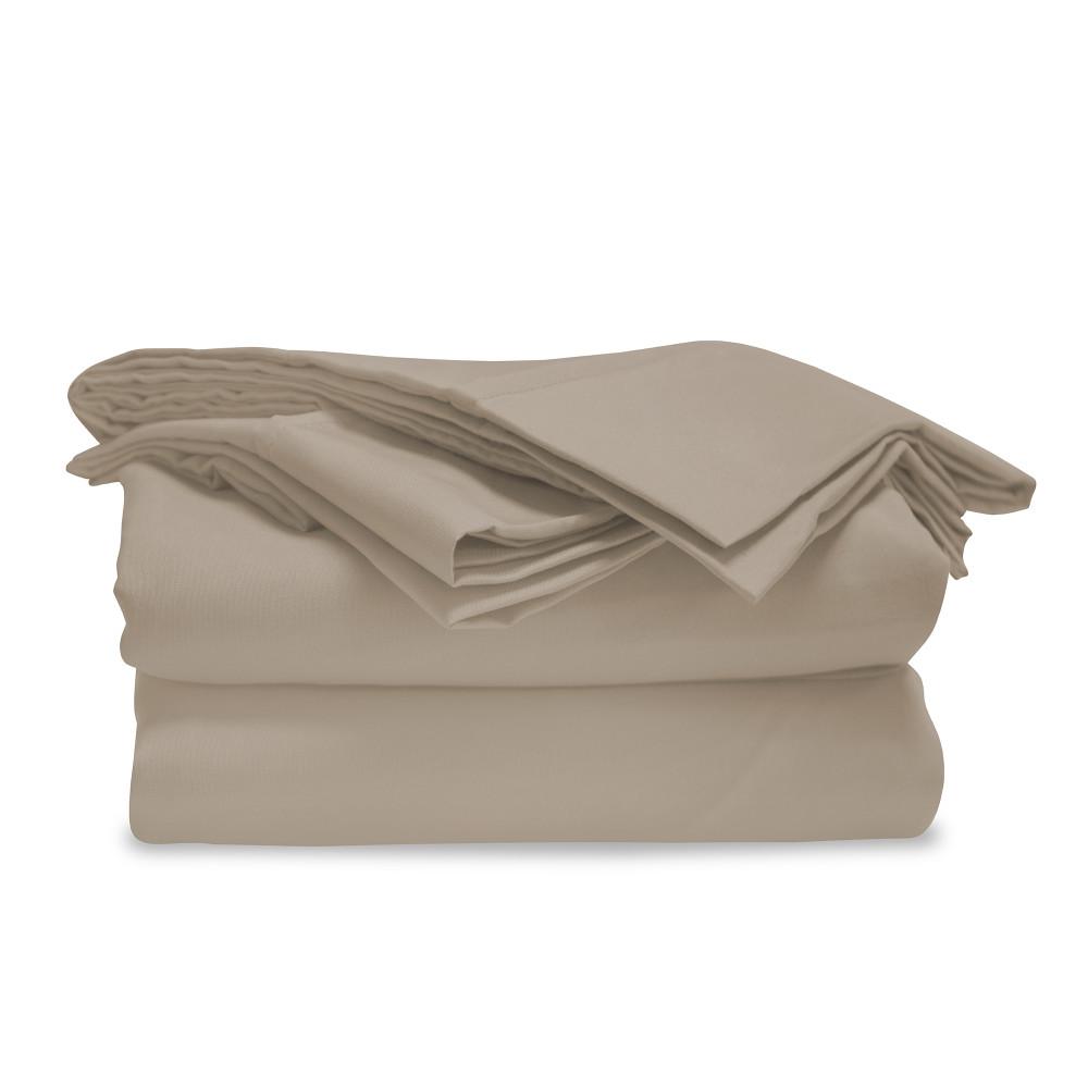Hypoallergenic Beige Solid Bed Sheets Pillowcases Shams