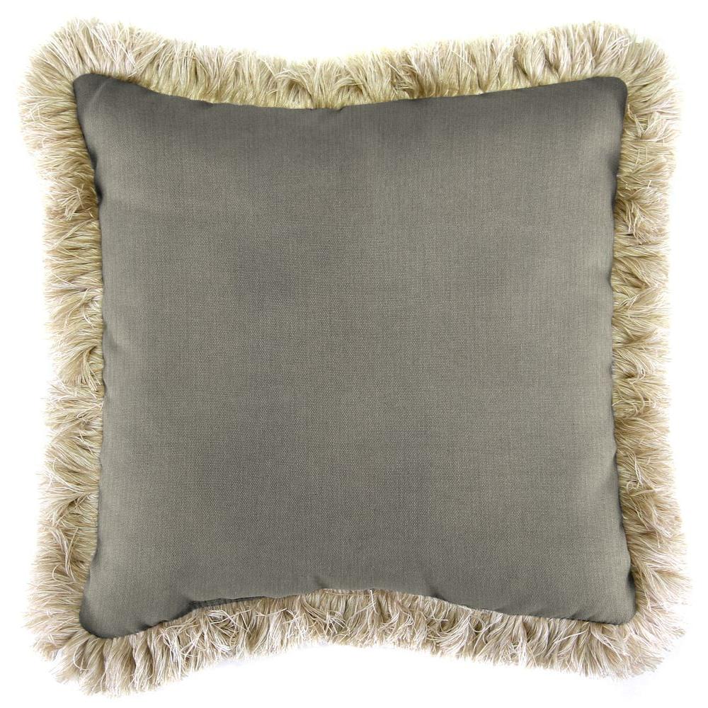Jordan Manufacturing Sunbrella Spectrum Dove Square Outdoor Throw Sunbrella Spectrum Dove Square Outdoor Throw Pillow With Canvas Fringe