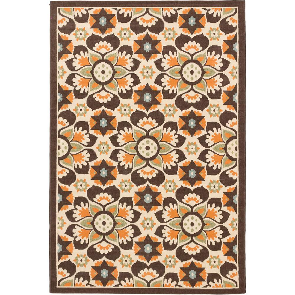Ecarpet Gallery Tropicana Cream Dark Brown 5 Ft X 7 Area Rug Tropicana Cream Dark Brown 5 Ft X