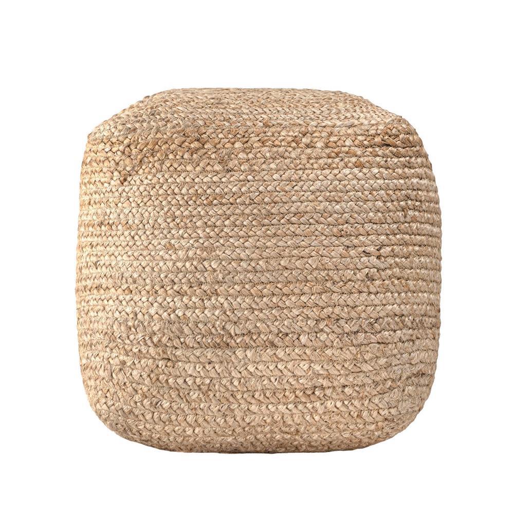 nuLOOM Bristol Braided Solid Jute Ottoman Pouf Green