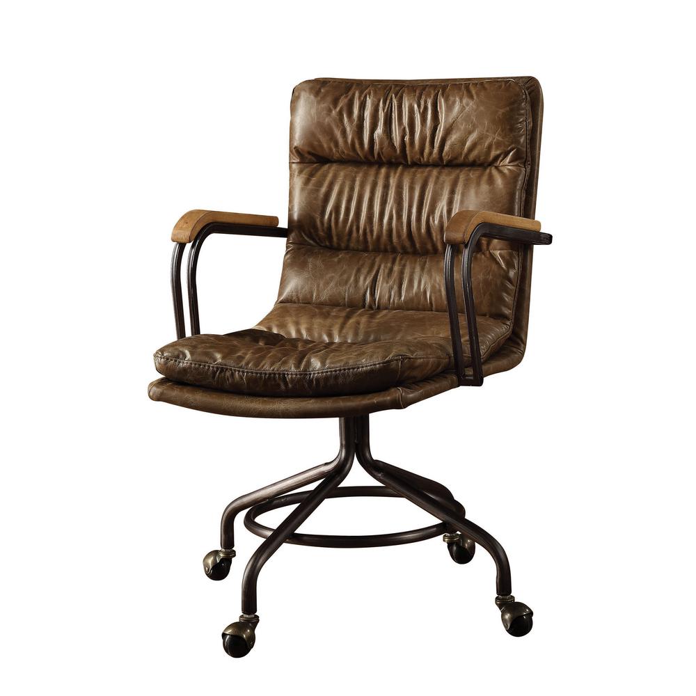 Hedia Vintage Whiskey Top Grain Leather Office Chair 92416 The Hedia Vintage Whiskey Top Grain Leather Office Chair 92416 The Home Depot