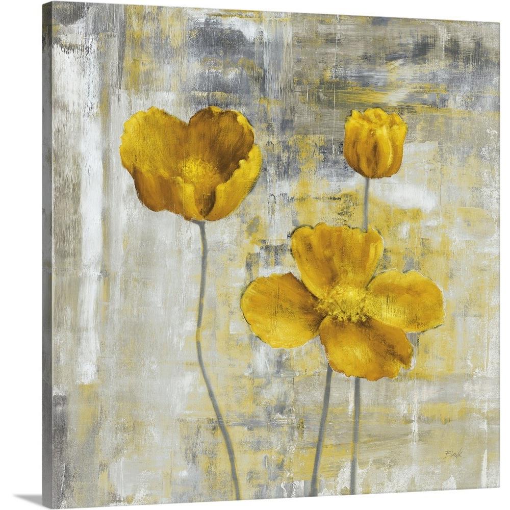 Yellow Flowers Ii By Black Canvas Wall Art