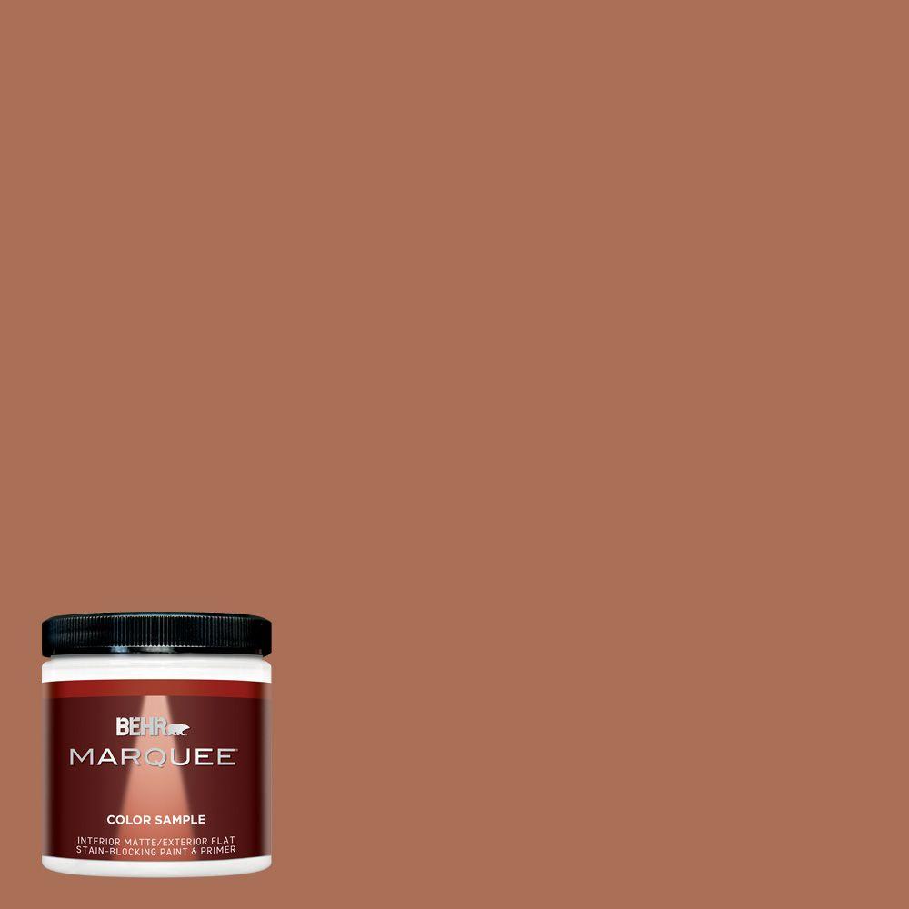Behr Marquee 8 Oz Mq1 28 Orange Flambe One Coat Hide Matte Mq1 28 Orange Flambe One Coat Hide Matte Interior Exterior Paint And Primer In Sample