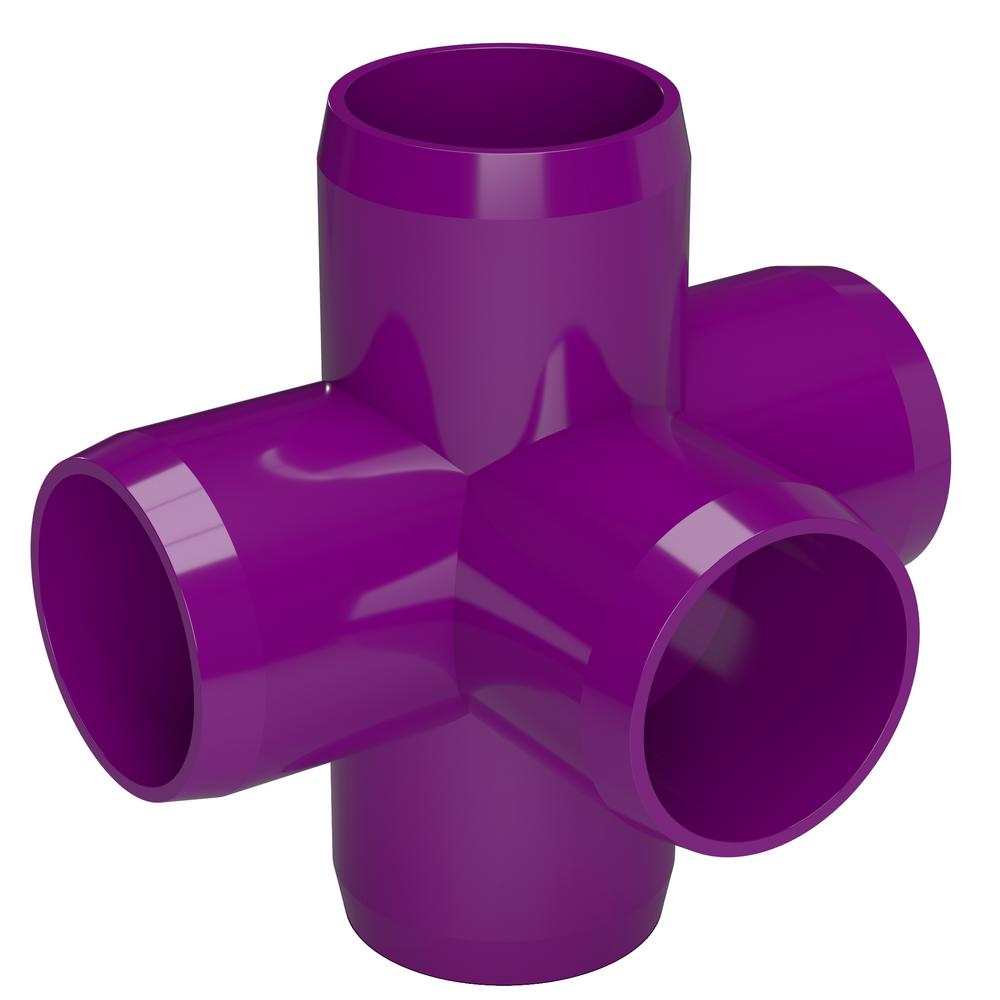 Furniture Grade Pack of 10 1//2 Size FORMUFIT F0125WC-PU-10 5-Way Cross PVC Fitting Purple