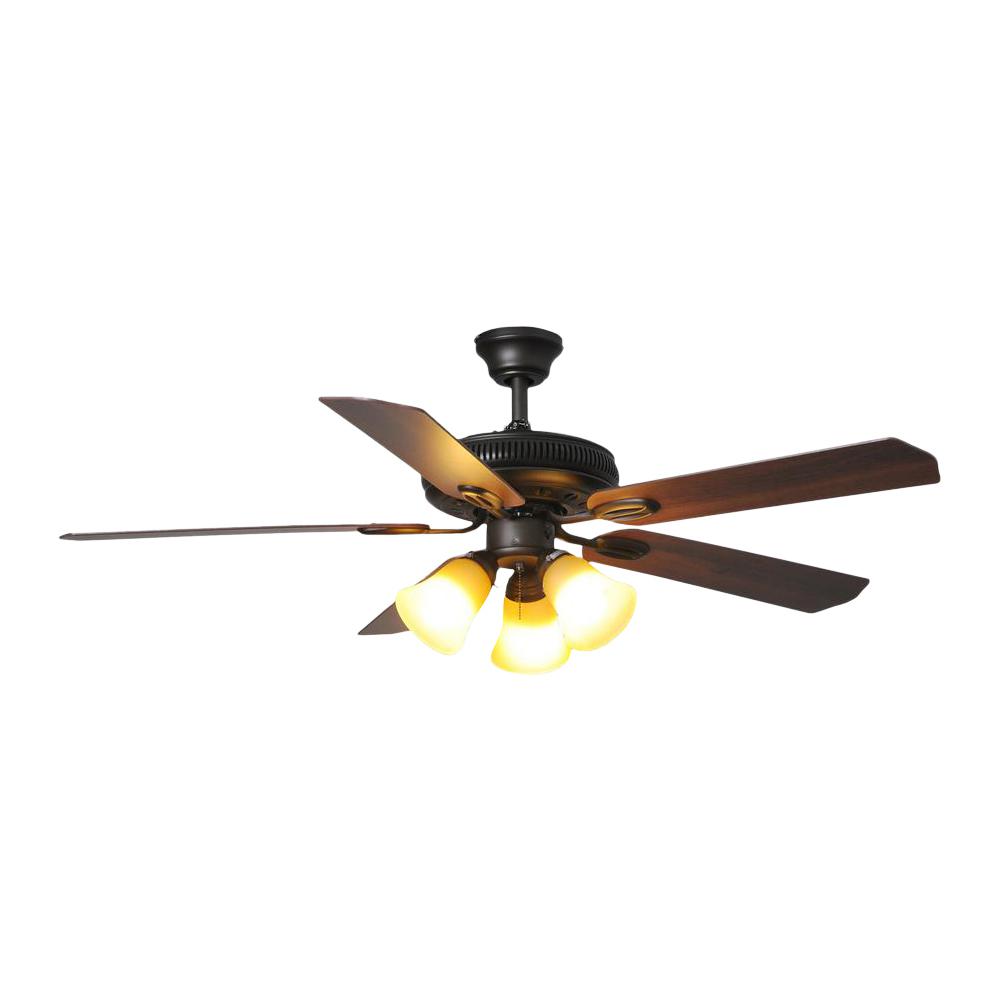 Hampton Bay Glendale 52 In Led Indoor Oil Rubbed Bronze Ceiling Fan With Light Kit