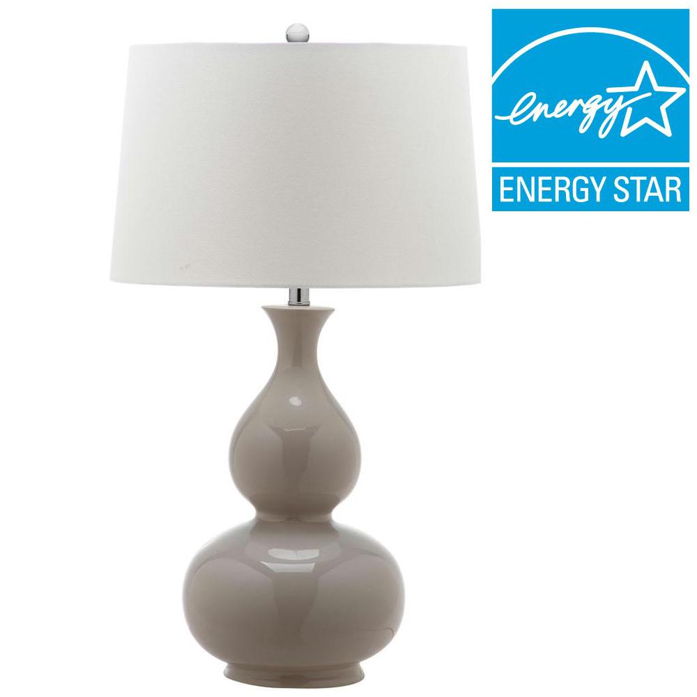 Safavieh Benson 30 75 In Gray Table Lamp With Off White Shade Gray Table Lamp With Off White Shade