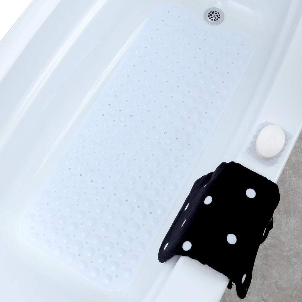 SlipX Solutions 16 in. x 39 in. Extra Long Bath Mat in White057001