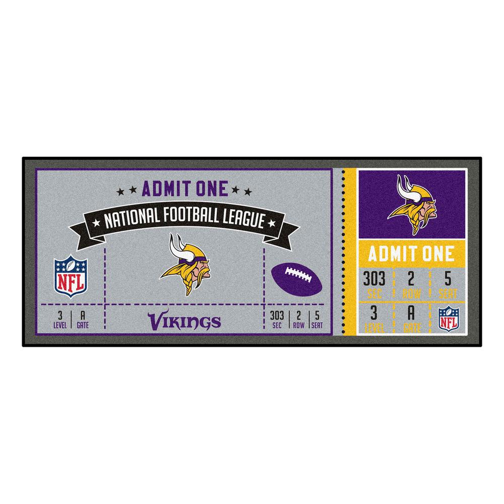 FANMATS NFL Minnesota Vikings 30 in. x 72 in. Indoor Ticket Runner Rug23127 The Home Depot